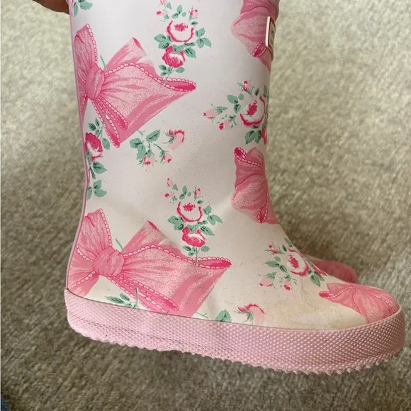 Hunter x LoveShackFancy Girls Pink Floral Bow Rain Boots - Picture 5 of 10